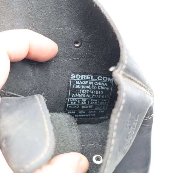 Sorel Joan of Arctic Lexie Wedge Mid Boot Women's 6.5 Black Oil Rubbed Leather - Picture 3 of 10